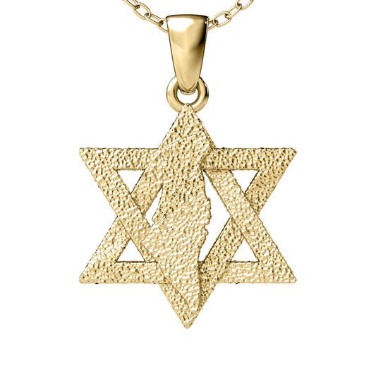 Land of David Pendant in Solid 14K Yellow Gold