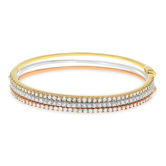 0.90ct Round Diamond Half Way Bangle in 14K Gold