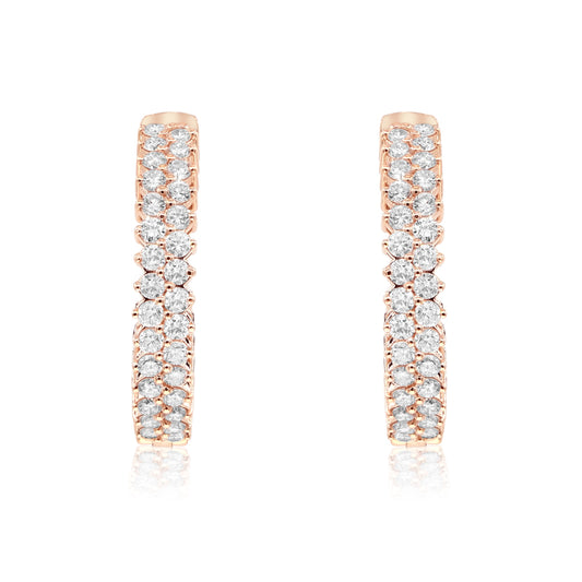 1.85ct Diamond Hoop Earrings in 14K Rose Gold