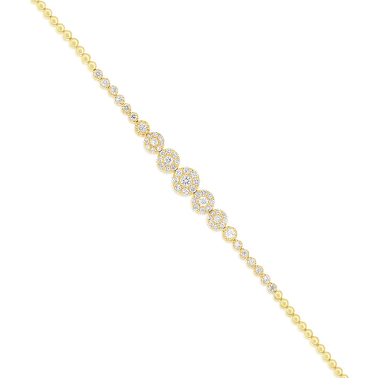 0.90ct Round Diamond Halo Fashion Bracelet in 14K Yellow Gold