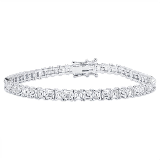 3.00ct Asscher Cut Diamond Tennis Bracelet in 14K White Gold