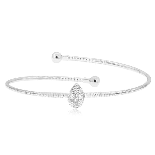 0.60ct Pear Shape Diamond Cuff Bangle in 18K White Gold