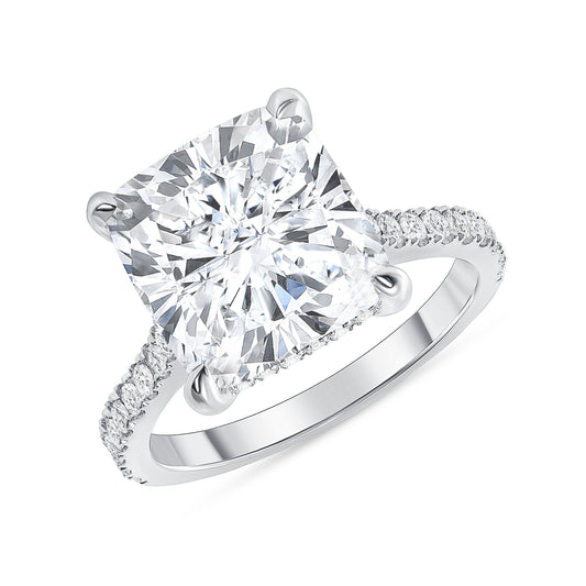 Cushion Cut Diamond Engagement Ring in 14K White Gold