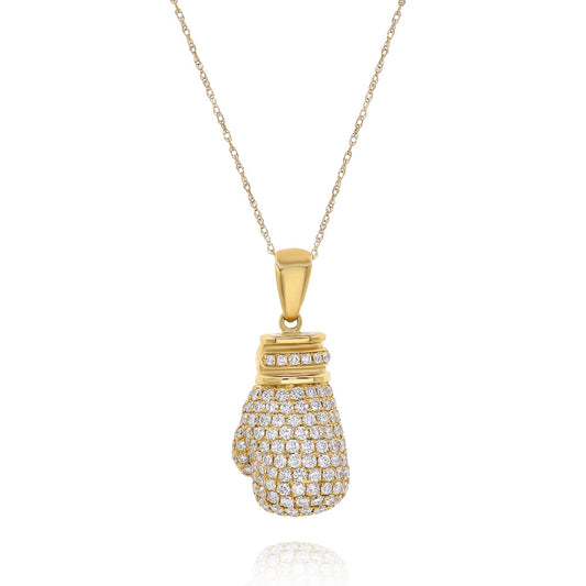 1.35ct Diamond Boxing Glove Pendant in 14K Yellow Gold