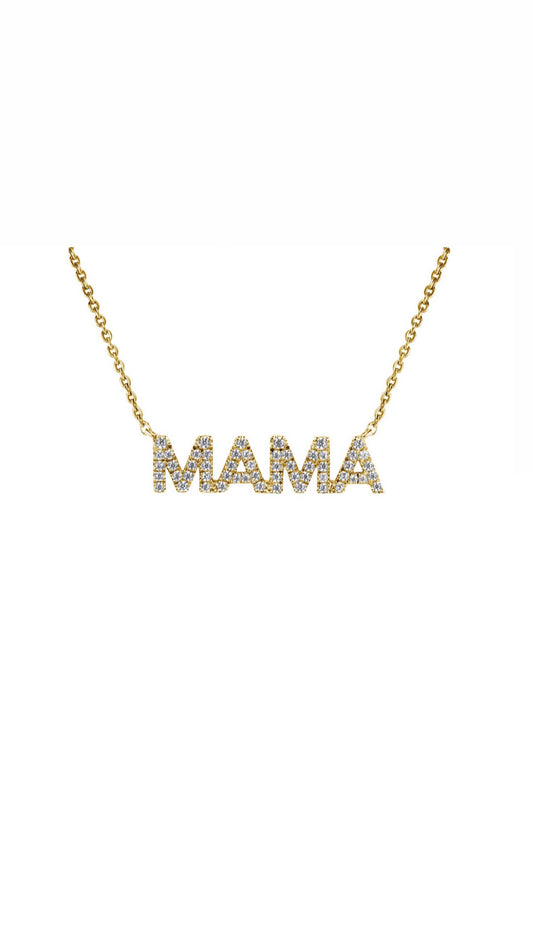 0.12ct Diamond ‘MAMA’ Pendant in 14K Yellow Gold