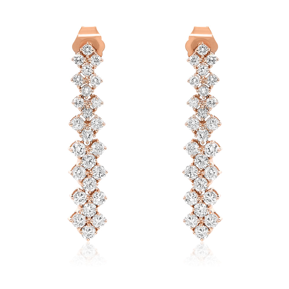 1.35ct Diamond Drop Earrings in 14K Rose Gold